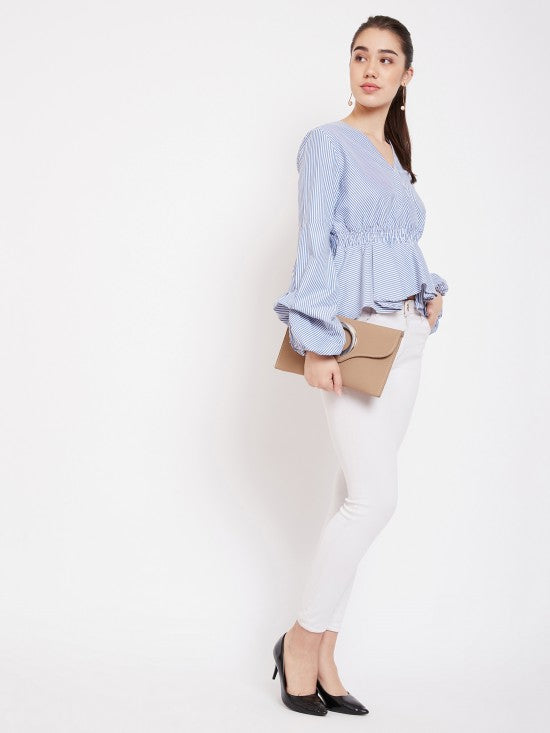 Bouffant Sleeves Peplum Top