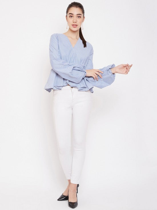 Bouffant Sleeves Peplum Top