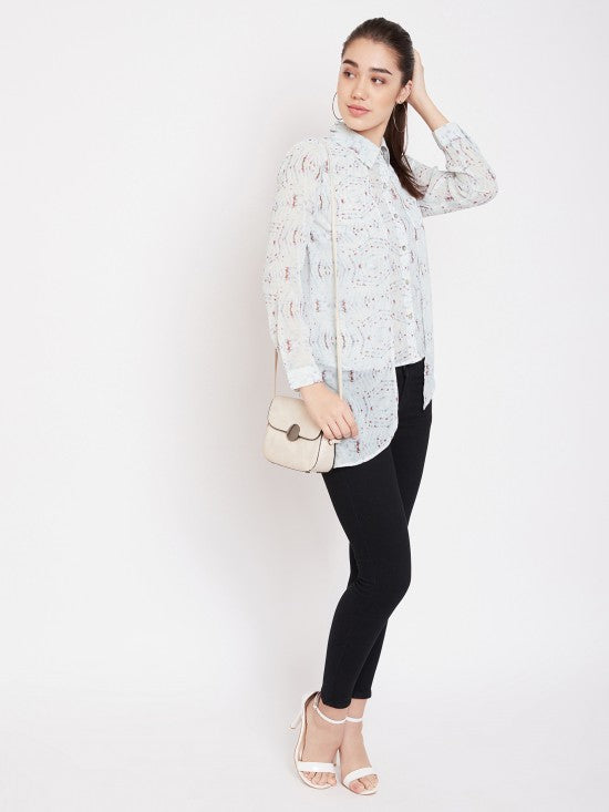 Printed attached shrug style shirt