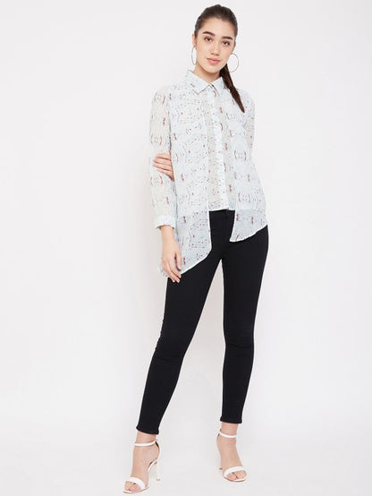 Printed attached shrug style shirt