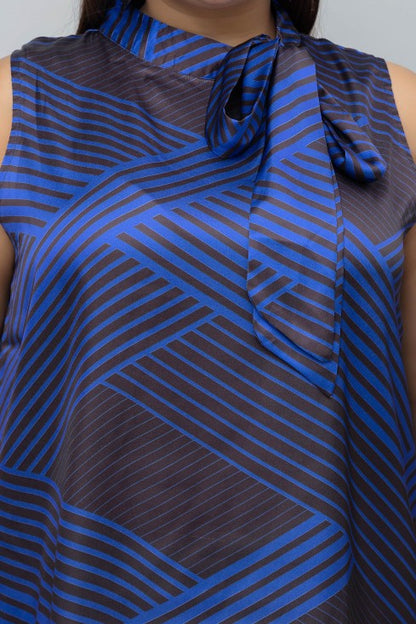 Geometric Print Sleeveless Satin Top