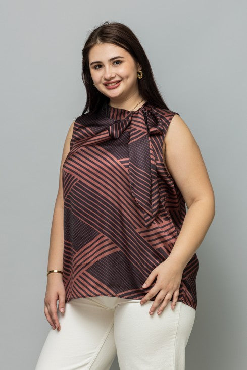 Striped Sleeveless Satin Top