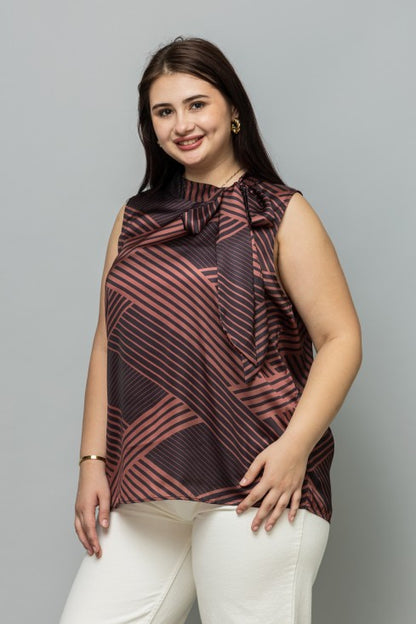 Striped Sleeveless Satin Top
