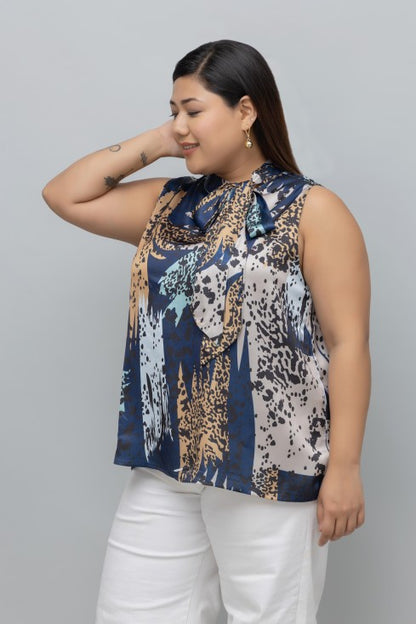 Animal Print Sleeveless Satin Top