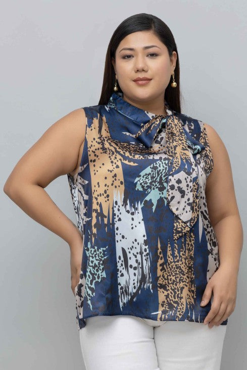 Animal Print Sleeveless Satin Top