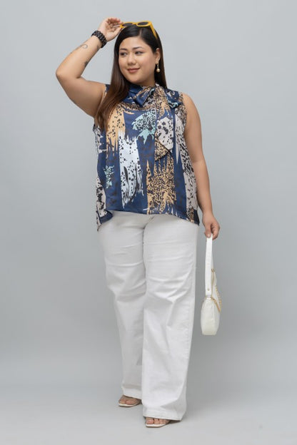 Animal Print Sleeveless Satin Top