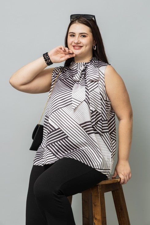 Striped Sleeveless Satin Top