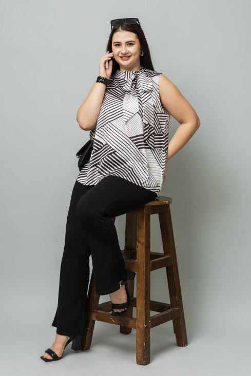Striped Sleeveless Satin Top