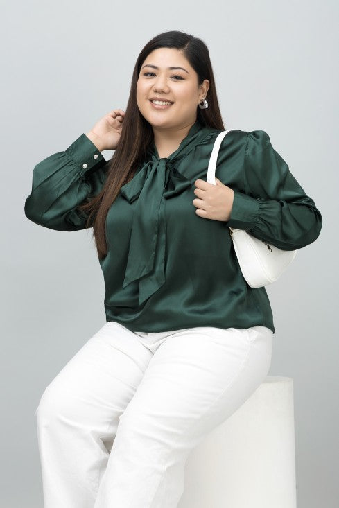Tie-Up Neck Shirt Style Top