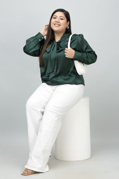Tie-Up Neck Shirt Style Top