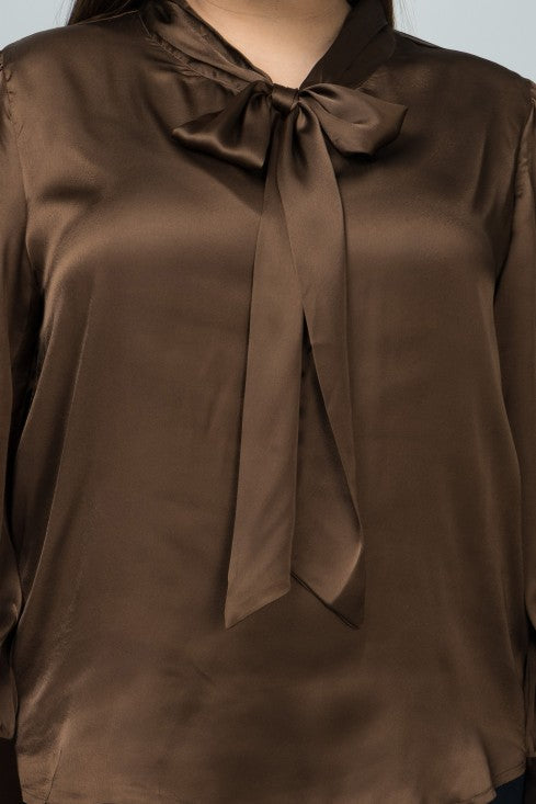 Tie-Up Neck Shirt Style Top