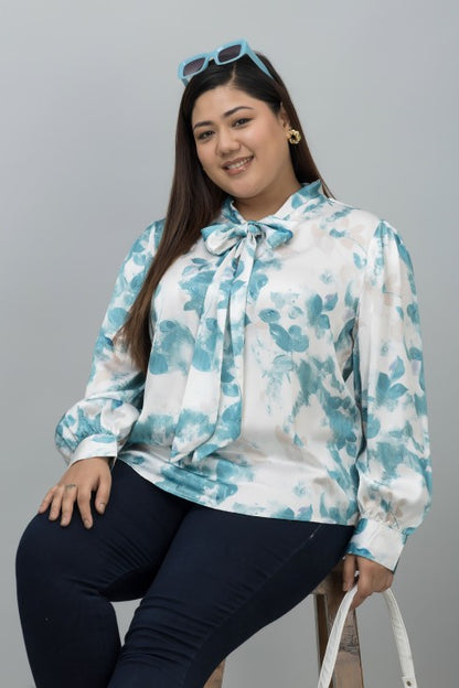 Tie-Up Neck Shirt Style Top