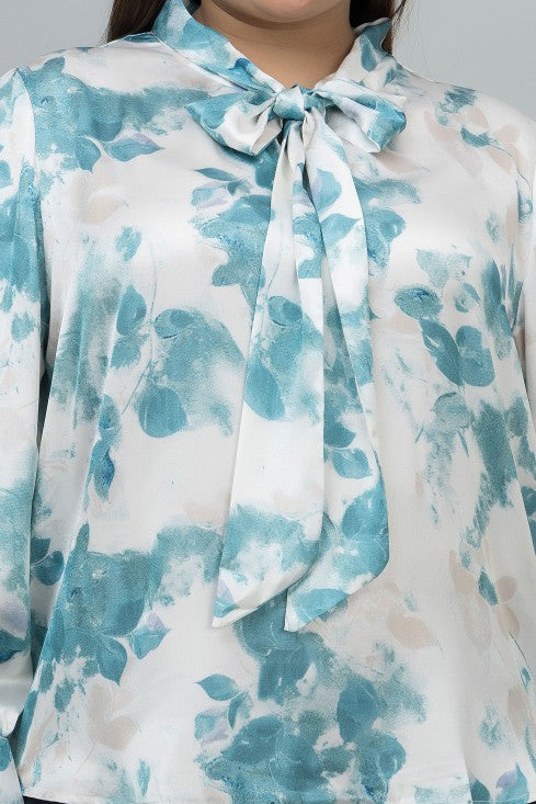 Tie-Up Neck Shirt Style Top