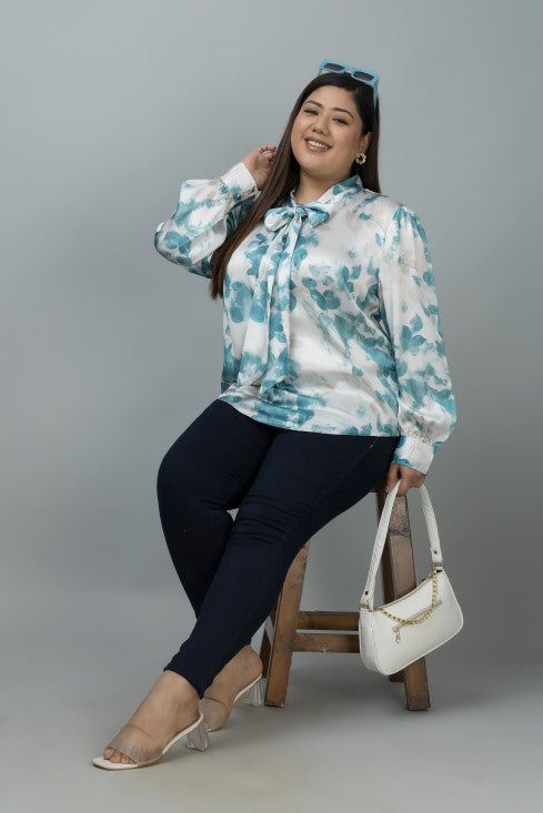 Tie-Up Neck Shirt Style Top