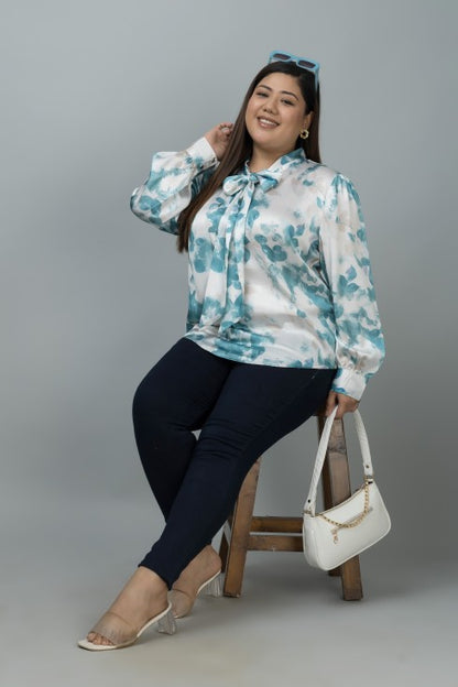 Tie-Up Neck Shirt Style Top