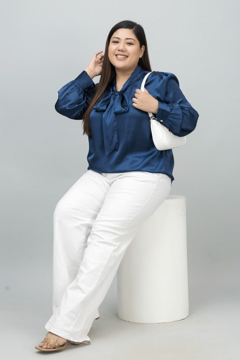 Tie-Up Neck Shirt Style Top
