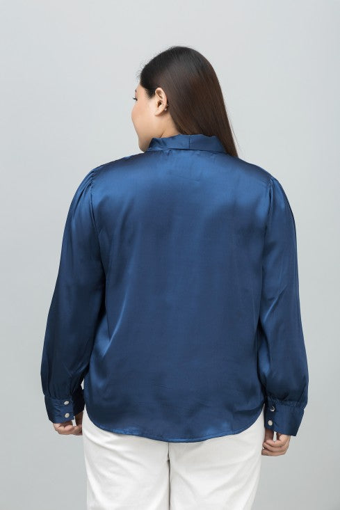 Tie-Up Neck Shirt Style Top
