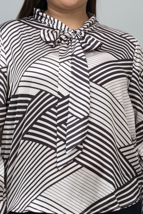 Tie-Up Neck Shirt Style Top
