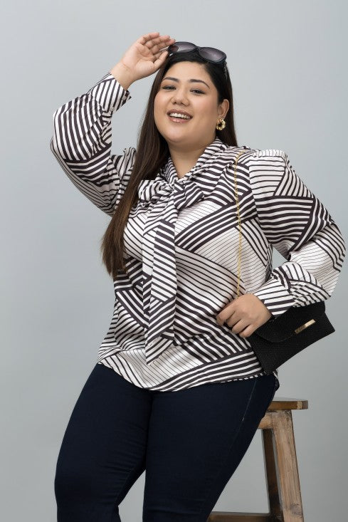 Tie-Up Neck Shirt Style Top