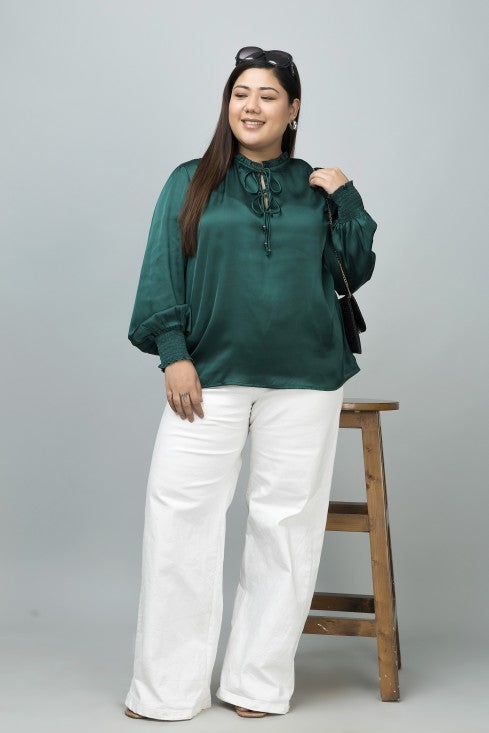 Smocking Satin Top