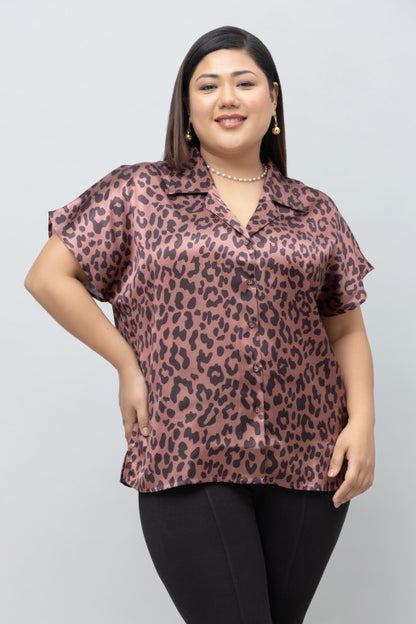 Abstract Print Satin Shirt