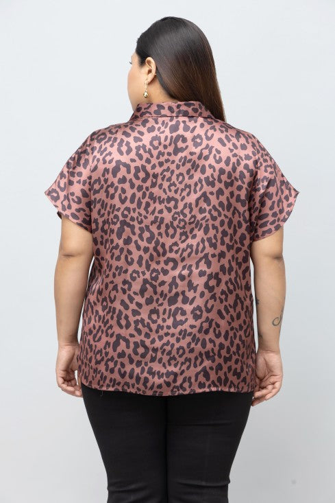 Abstract Print Satin Shirt