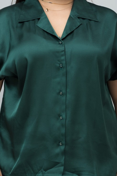 Cuban Collar Satin Shirt