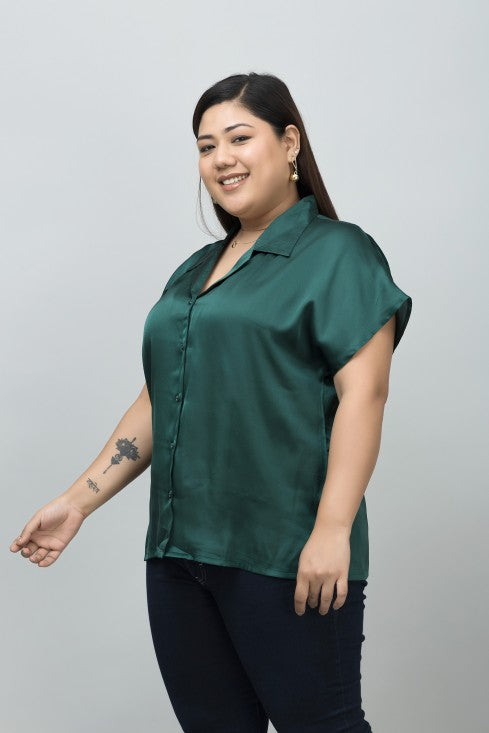 Cuban Collar Satin Shirt