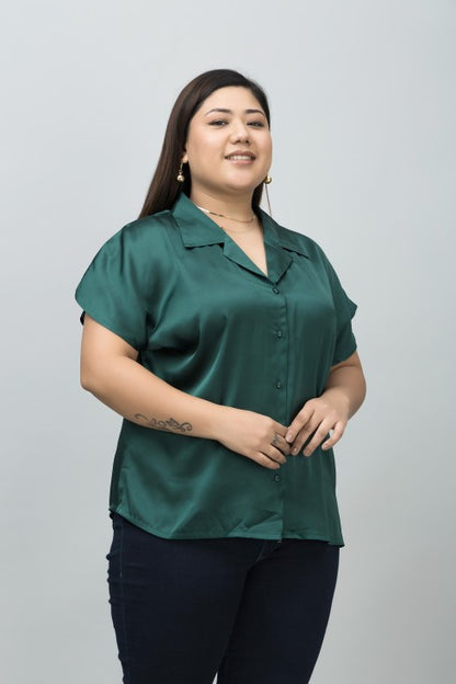 Cuban Collar Satin Shirt