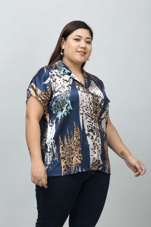Cuban Collar Satin Shirt