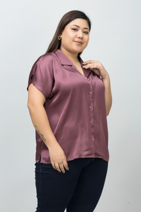 Cuban Collar Satin Shirt