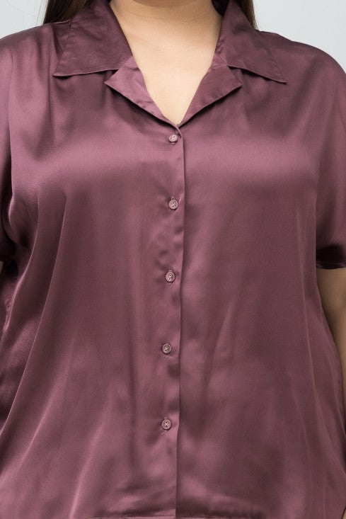 Cuban Collar Satin Shirt