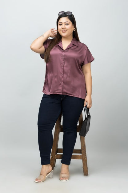 Cuban Collar Satin Shirt