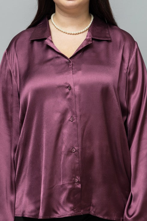 Flared Sleeves Casual Satin Shirt