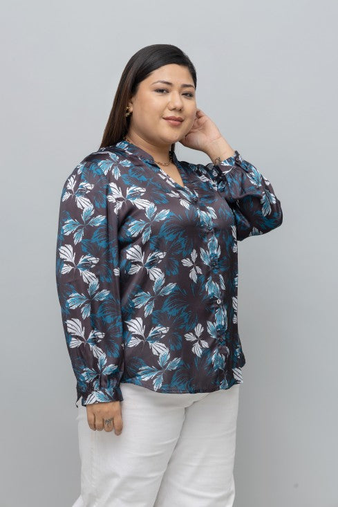 Floral Print Satin Shirt