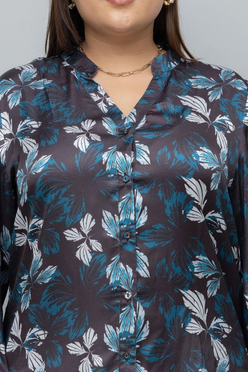 Floral Print Satin Shirt