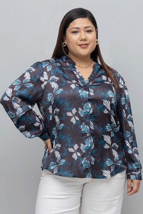 Floral Print Satin Shirt