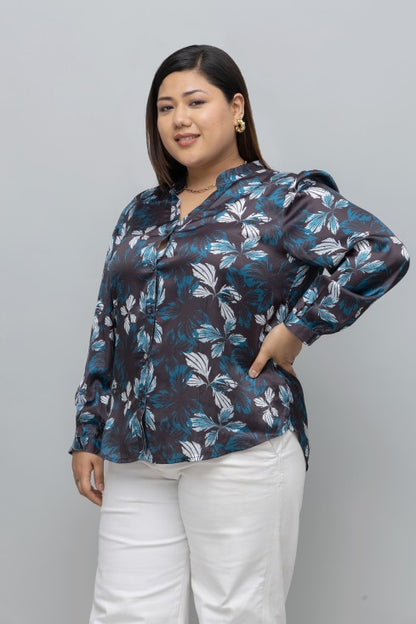 Floral Print Satin Shirt