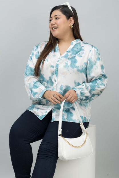 Band Collar Casual Satin Shirt