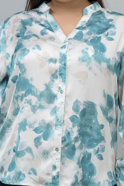 Band Collar Casual Satin Shirt