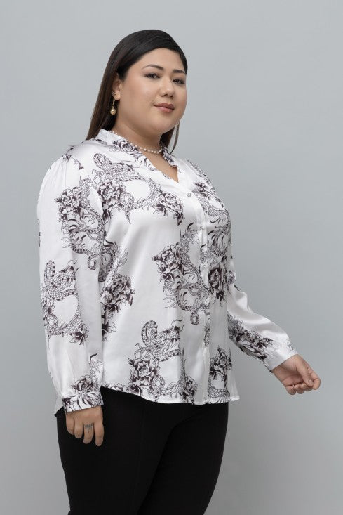 Dragon Print Satin Shirt