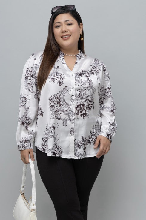 Dragon Print Satin Shirt