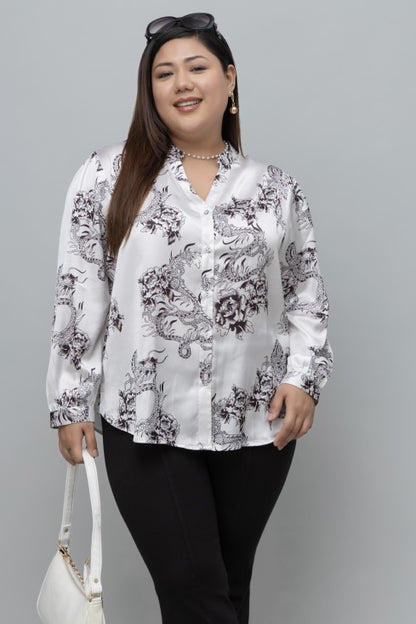 Dragon Print Satin Shirt