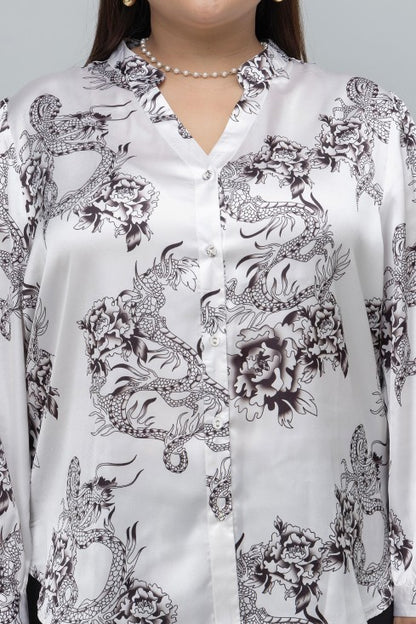 Dragon Print Satin Shirt