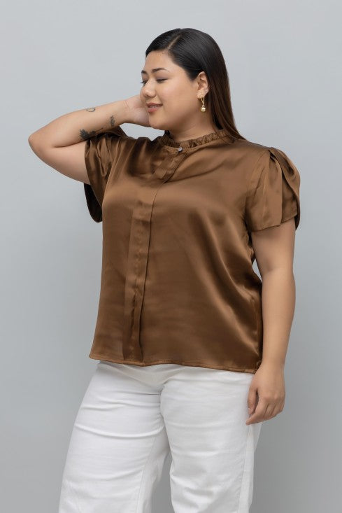 Tulip Sleeves Satin Top