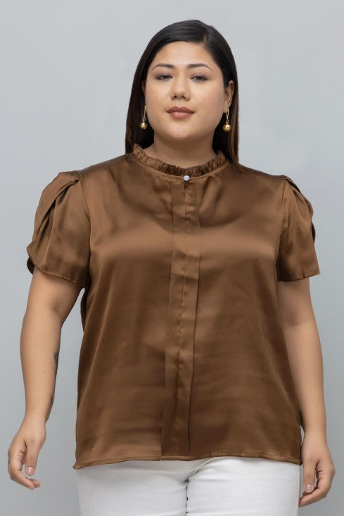 Tulip Sleeves Satin Top