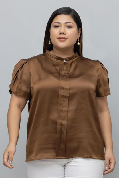 Tulip Sleeves Satin Top