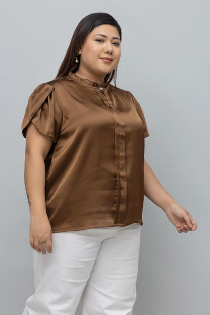 Tulip Sleeves Satin Top