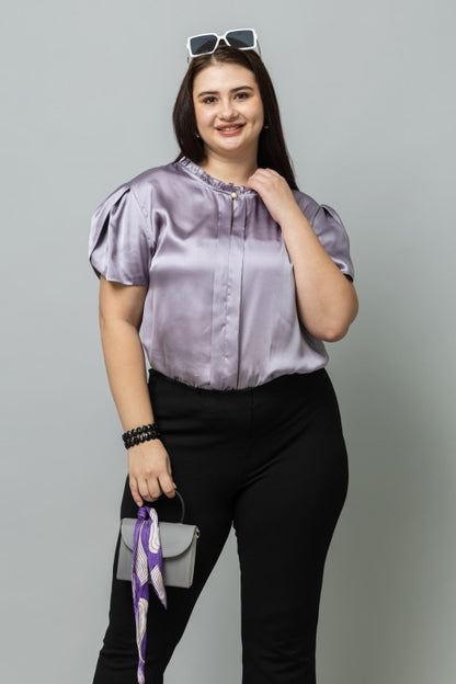 Tulip Sleeves Satin Top