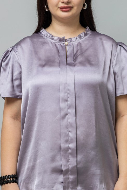 Tulip Sleeves Satin Top